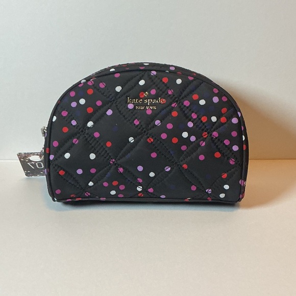 kate spade Handbags - Kate Spade Black Quilted Cosmetic Bag with Polka Dots